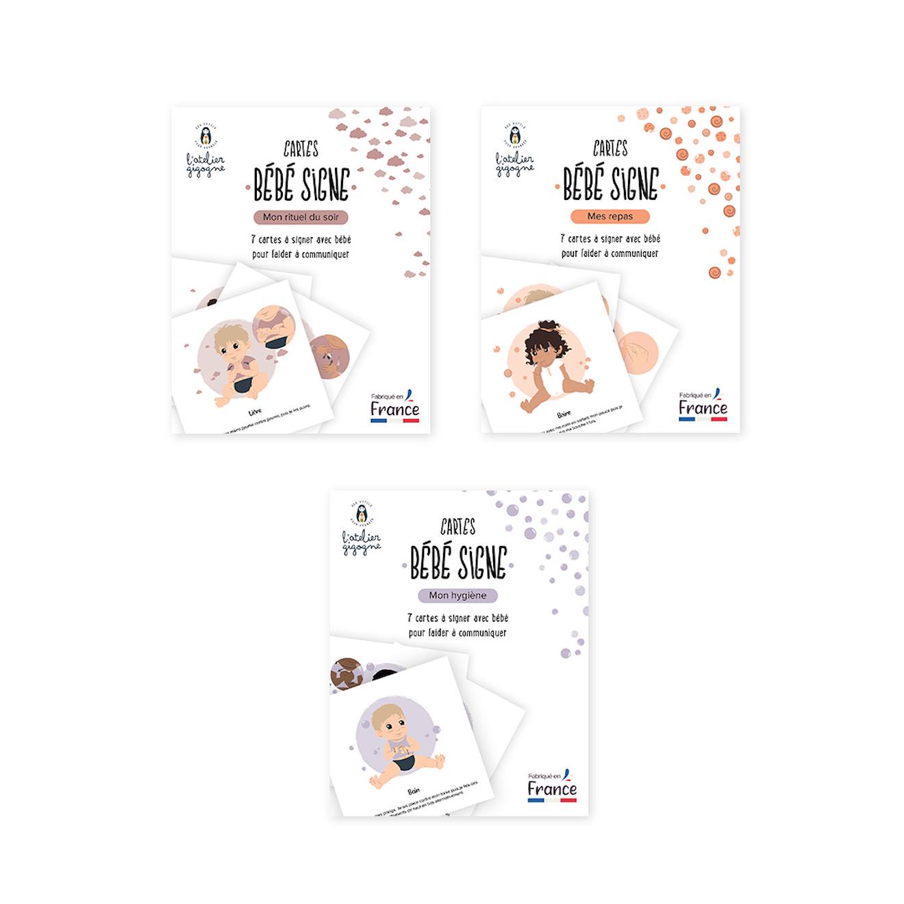 3 Pochettes De Cartes Pour Apprendre À Signer Avec Bébé Dès 6 Mois Le Rituel Du Soir, Les Repas,