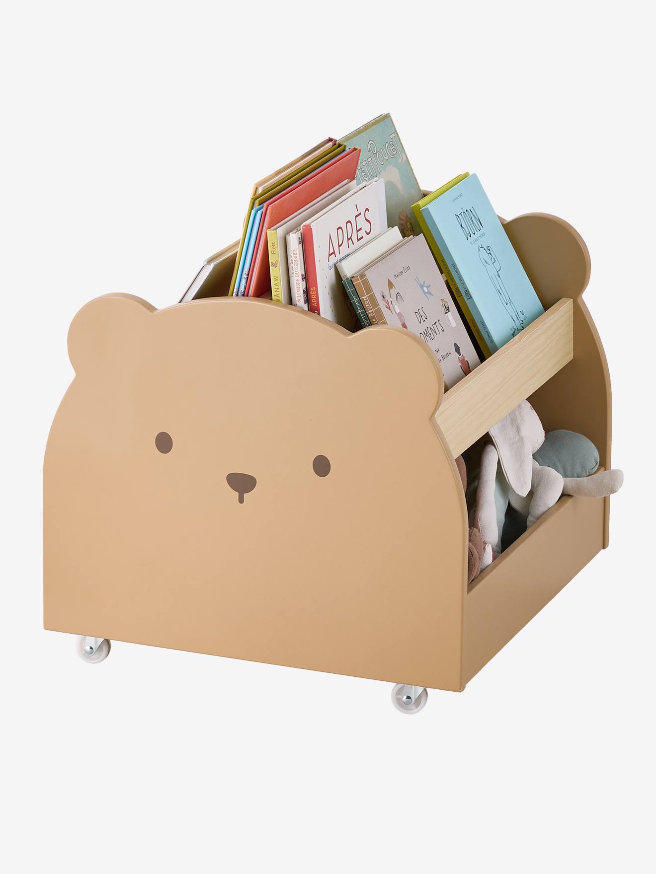 Bibliothèque enfant à roulettes OURSON moka (Vertbaudet) - Image 1