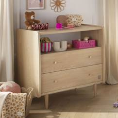 Chambre et rangement-Commode 2 tiroirs et 1 niche pieds bois et poignées métal - my love