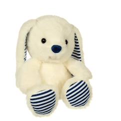 Jouet-Premier âge-Peluche - peluche les marinières - lapin blanc rayures bleues - 24 cm