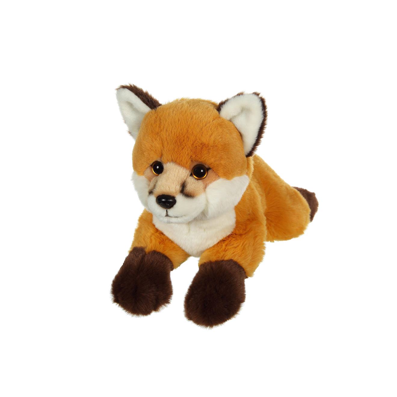 Peluche Renard Allongé Roux Et Blanc - 25 Cm Marron