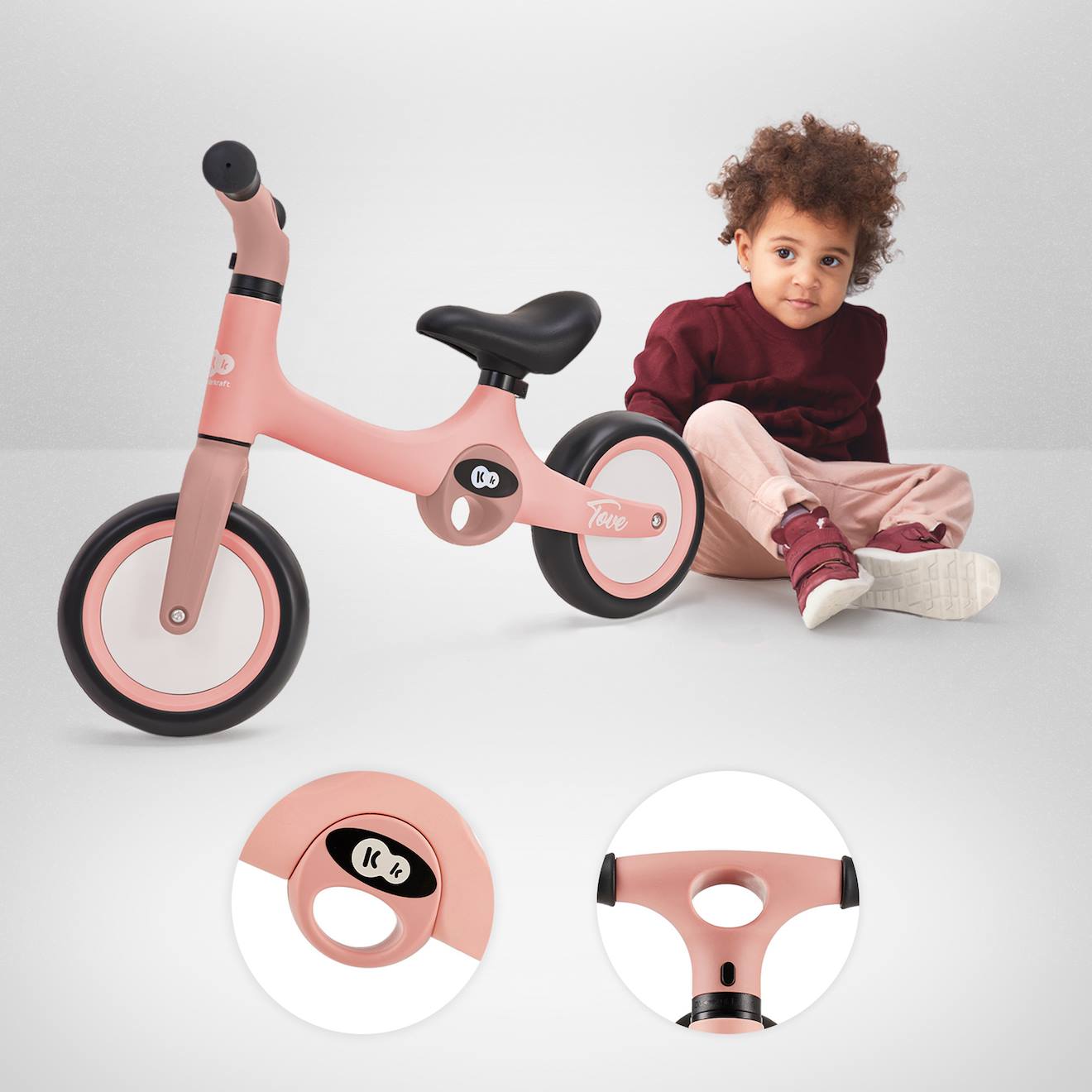 Vélo D'équilibre Léger Pour Enfants, Draisienne, Selle Et Roues Réglables Beige (Kinderkraft) - Image 1