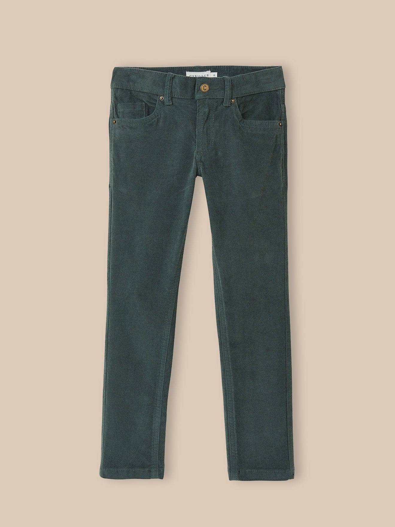 Slim En Velours Garçon Celadon Grise