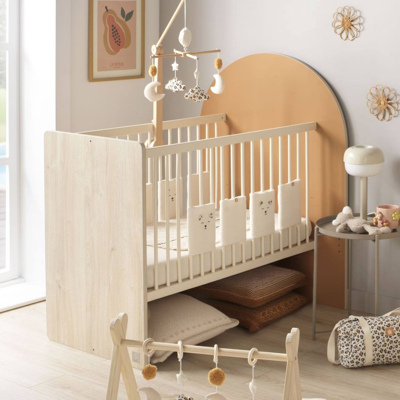 Lit Bébé Évolutif 120x60 En 90x190- Tête De Lit Arche - Arche Caramel/marron