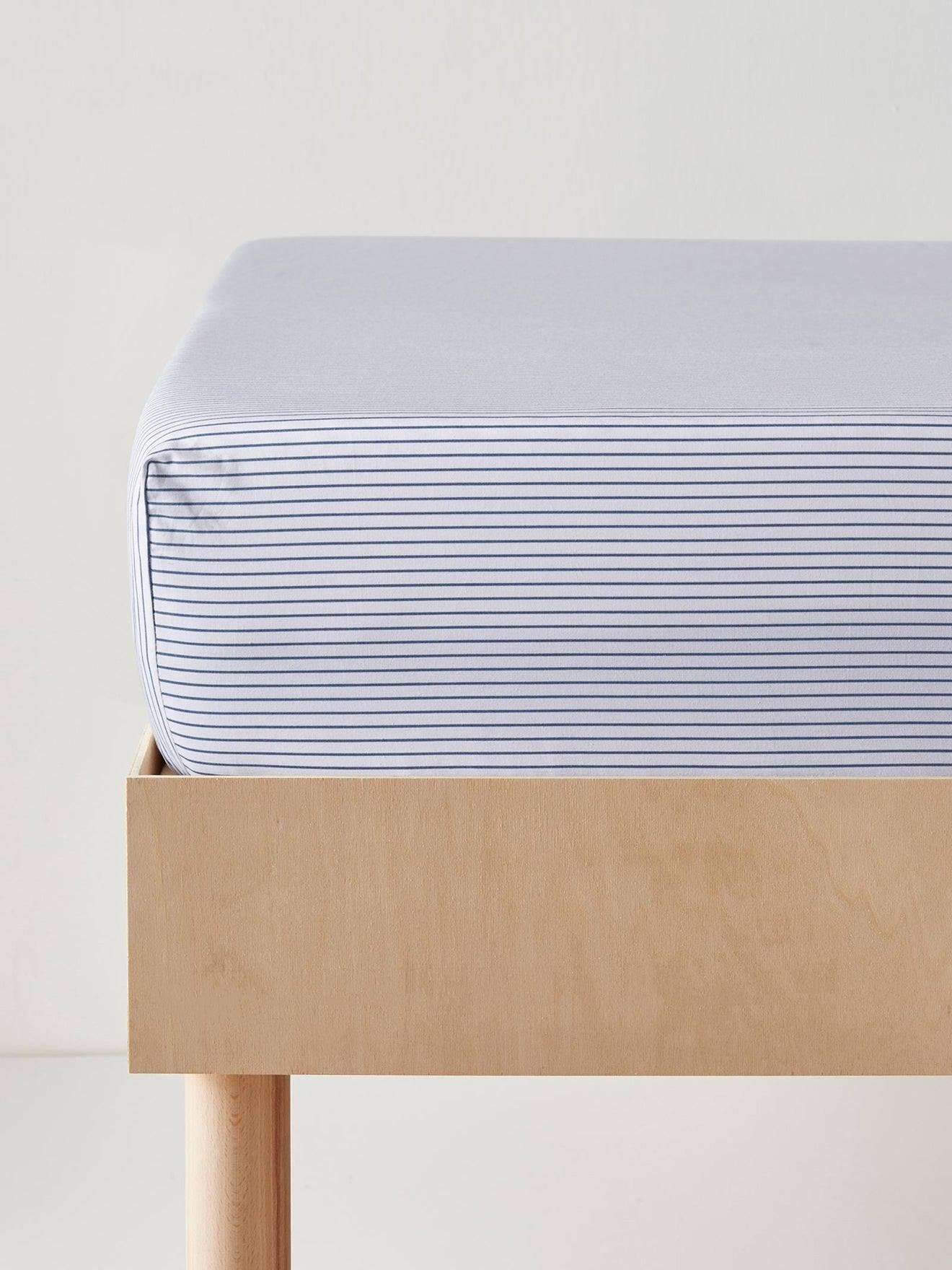 Drap-housse Rayé esprit Petit Jouy Rayure Bico Bleu