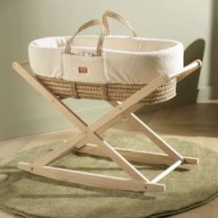 Puériculture-Lit de voyage et accessoires sommeil-Support pour couffin bébé en bois de pin naturel - basculant ou fixe - petit mobilier