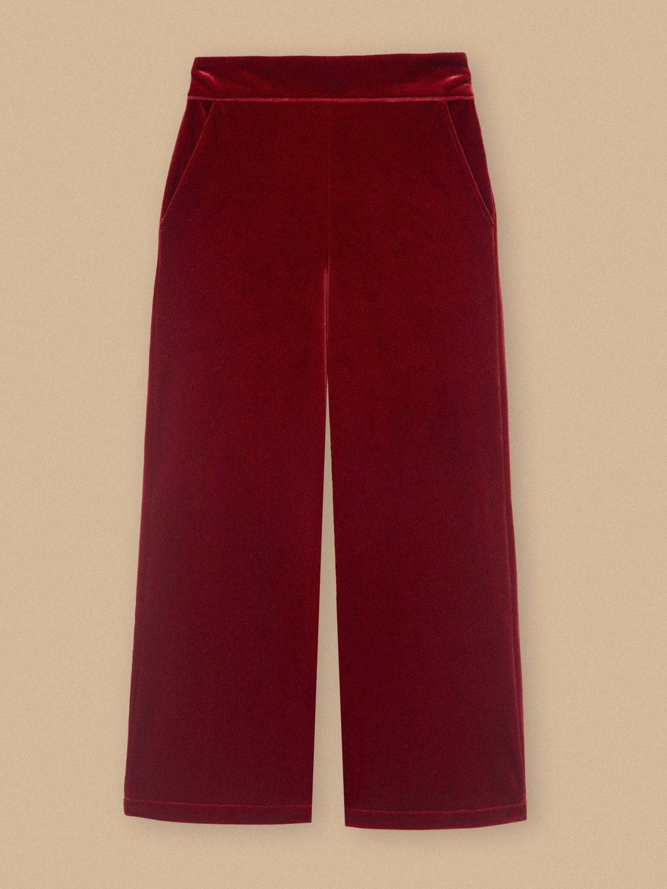 Pantalon En Panne De Velours Fille Carmin