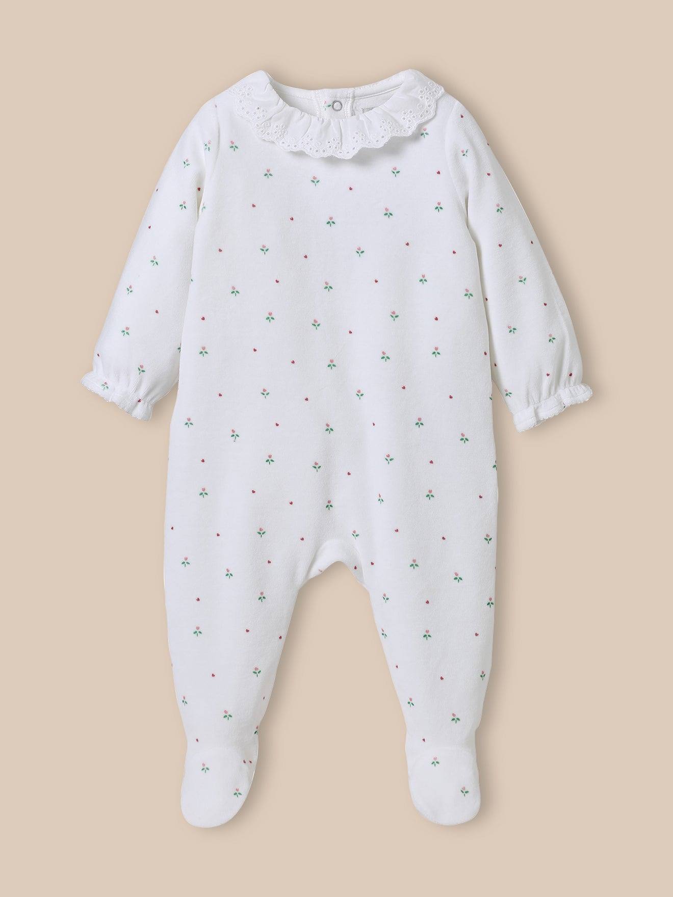 Dors-bien En Velours Bébé Col En Broderie Anglaise Imprimé Rosie