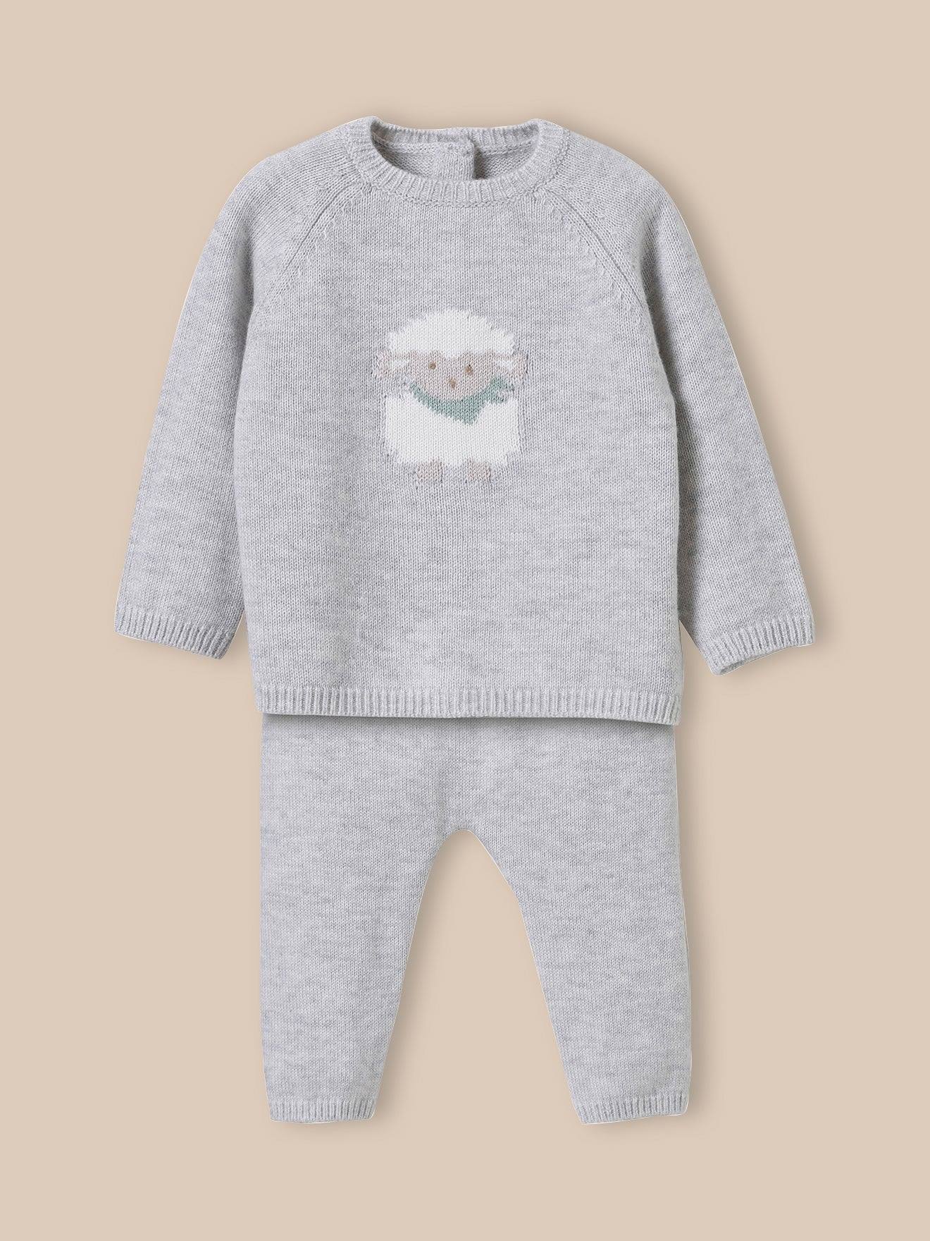 Ensemble En Tricot Bébé Gris Clair
