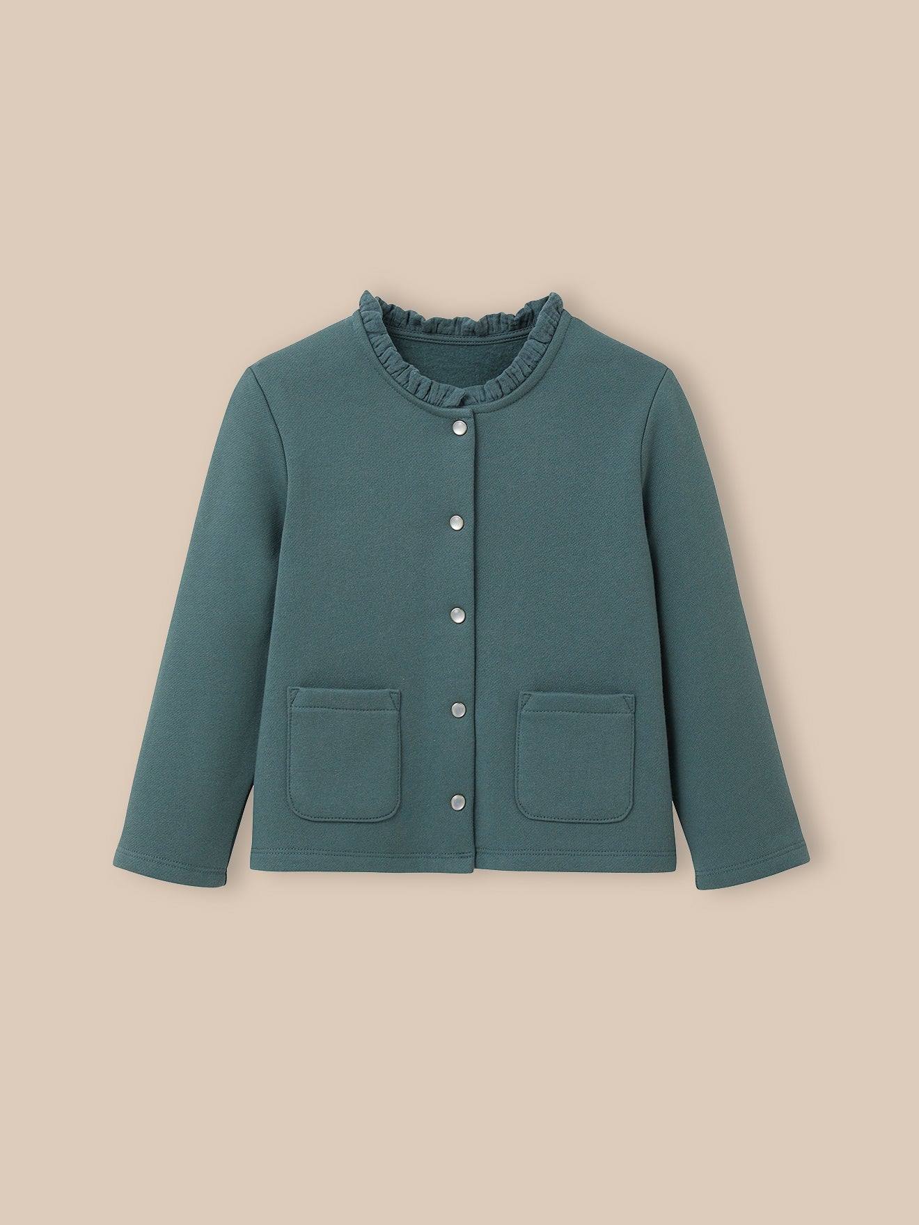 Gilet Fille En Molleton - Coton Biologique Vert Anglais