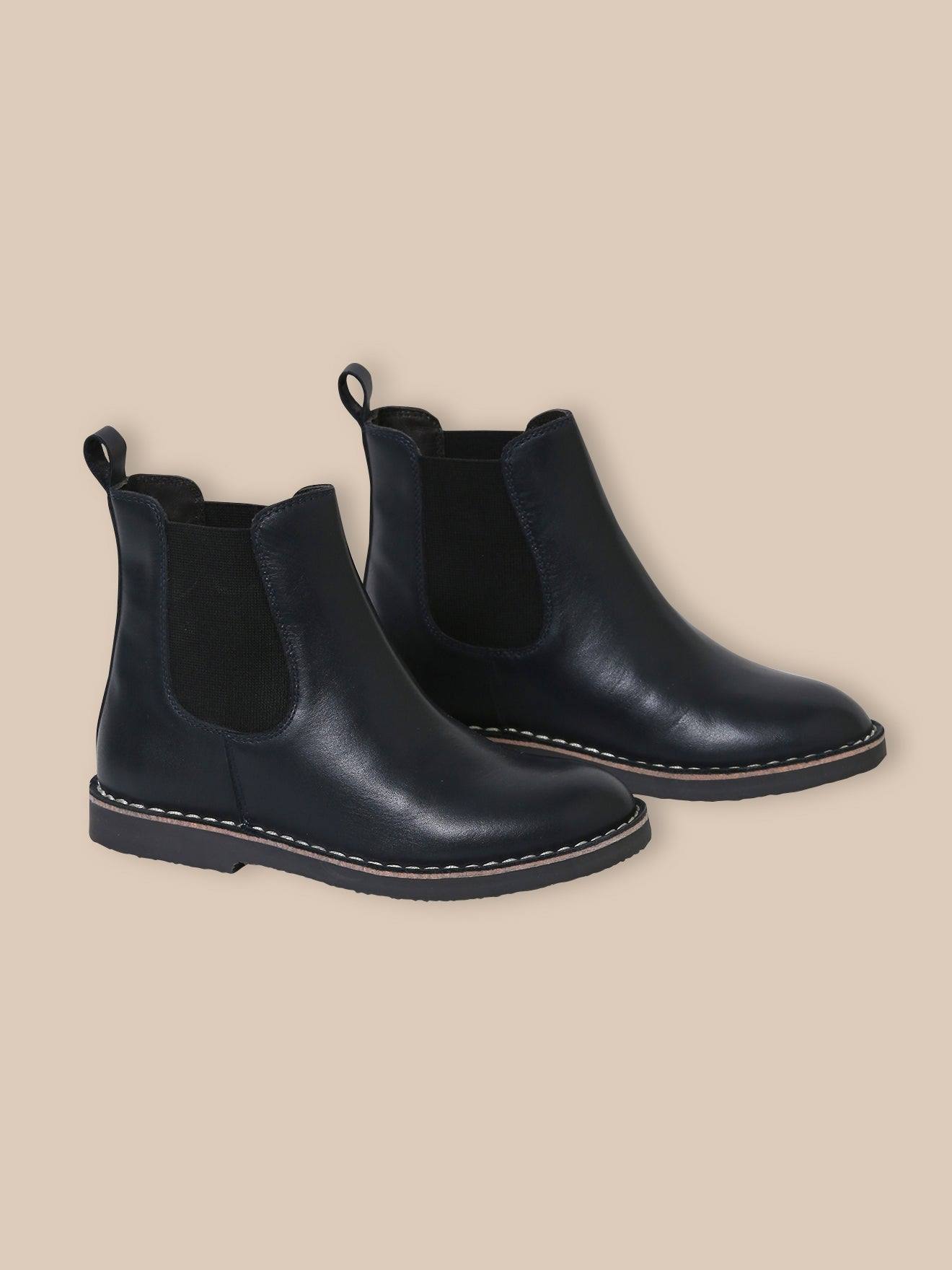 Boots Chelsea En Cuir Fille Encre