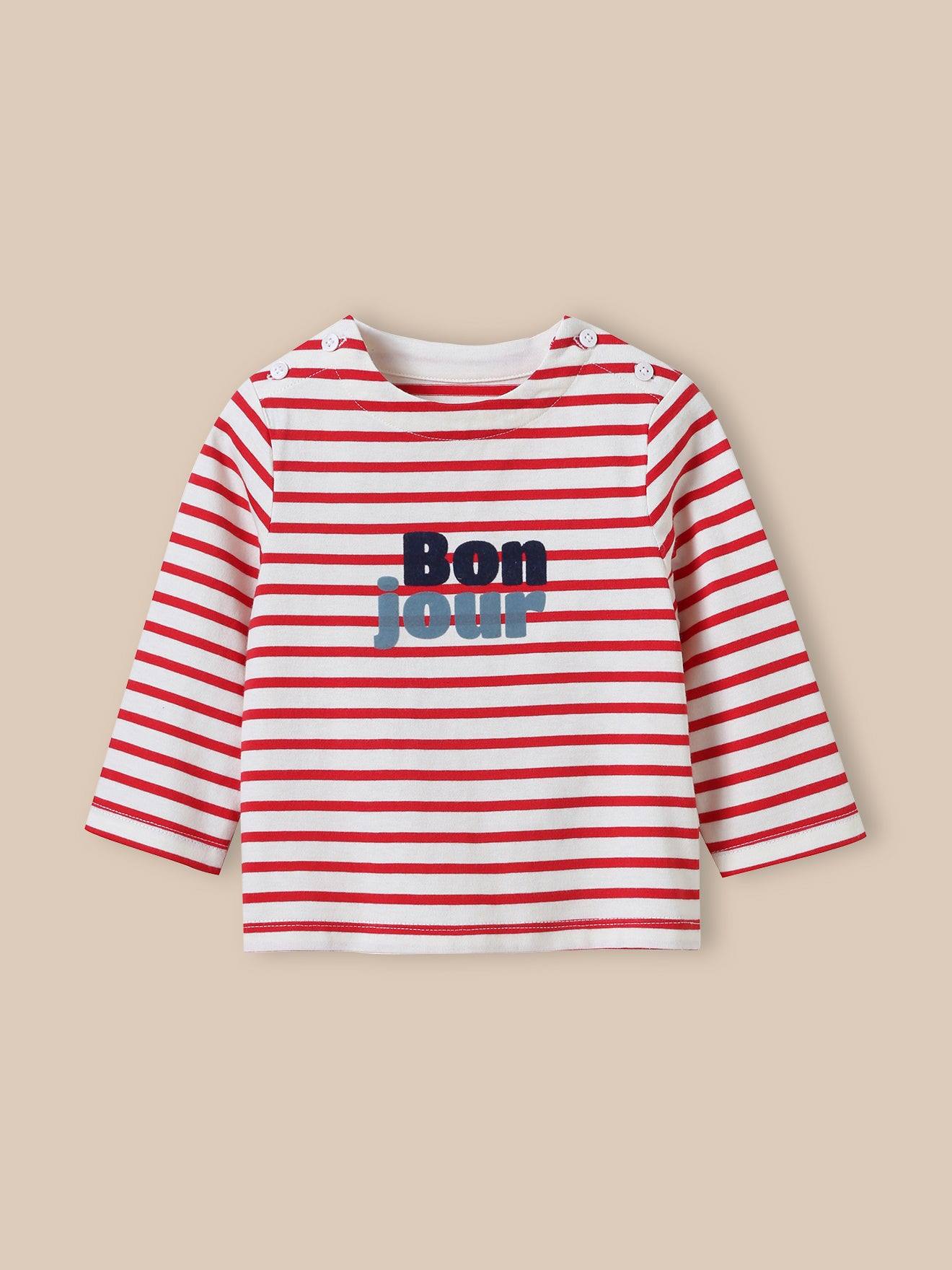 Marinière En Coton Biologique Raye Rouge