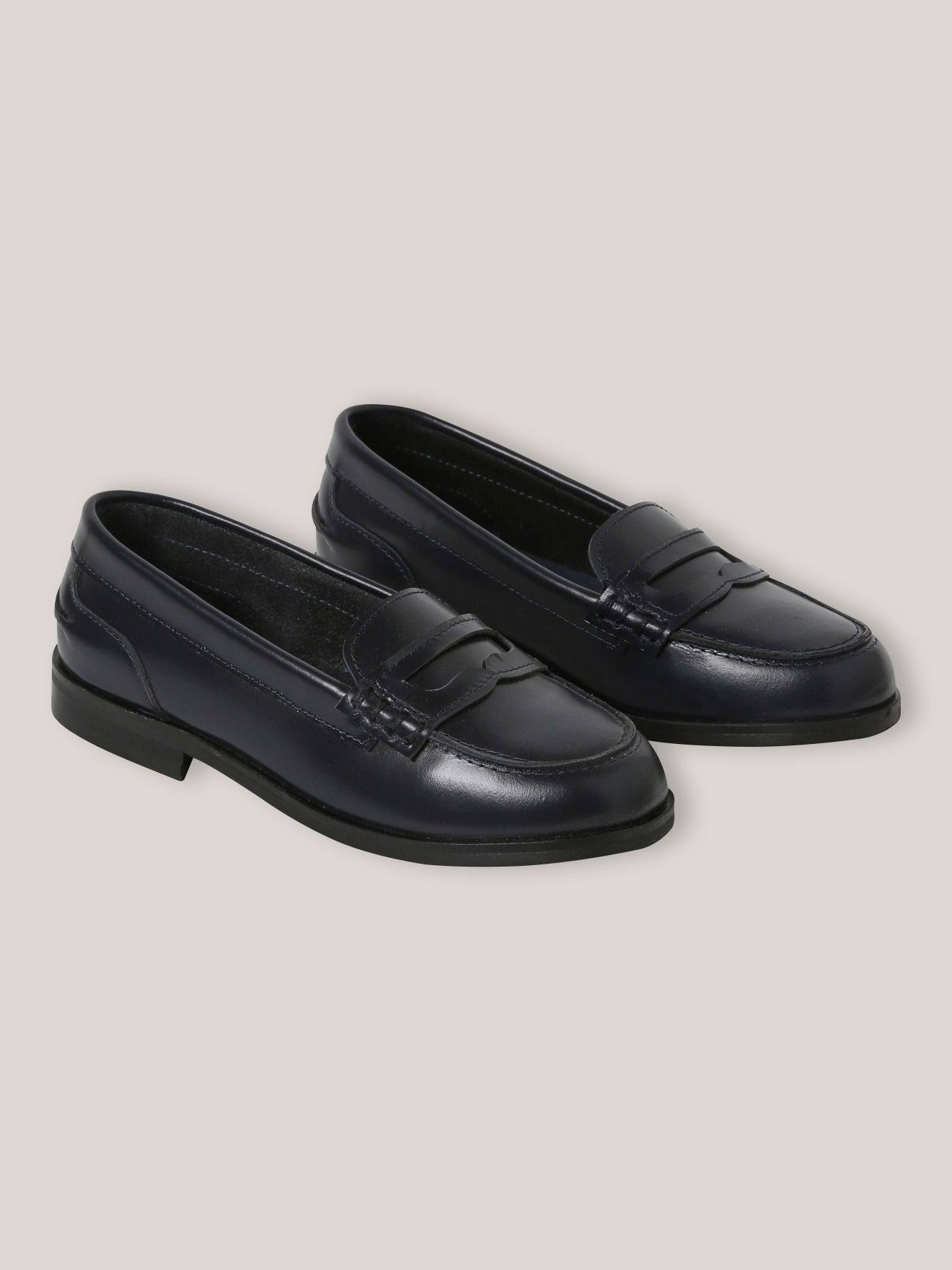 Mocassins En Cuir Fille Marine