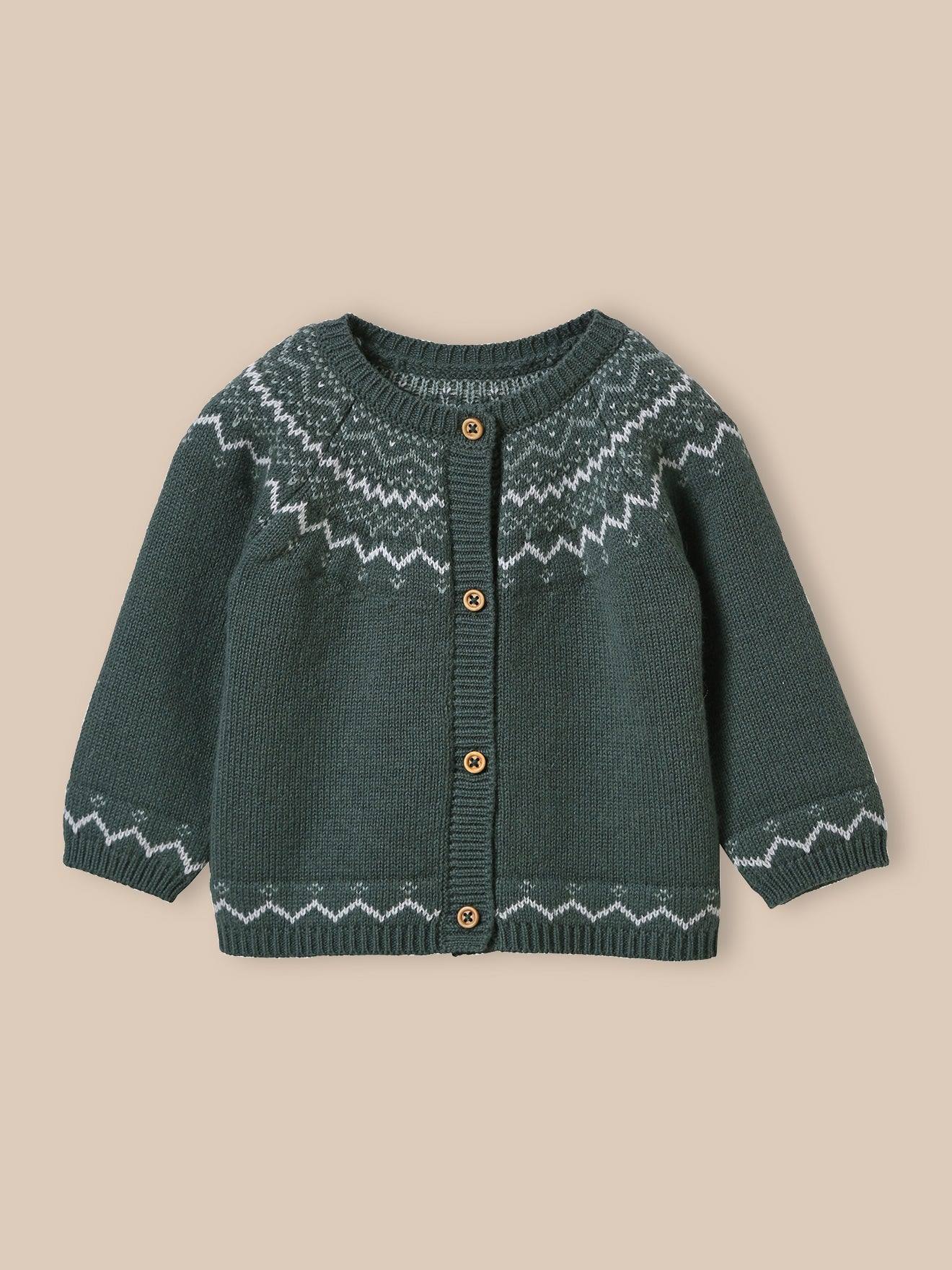 Gilet Jacquard En Laine Bébé Tilleul