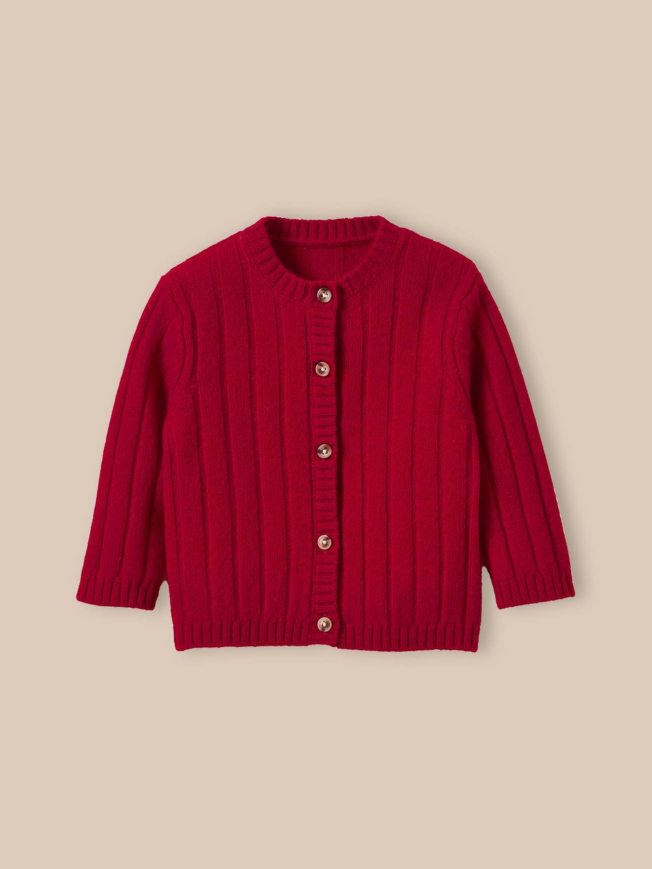 Gilet En Pure Laine Mérinos Bébé Rouge