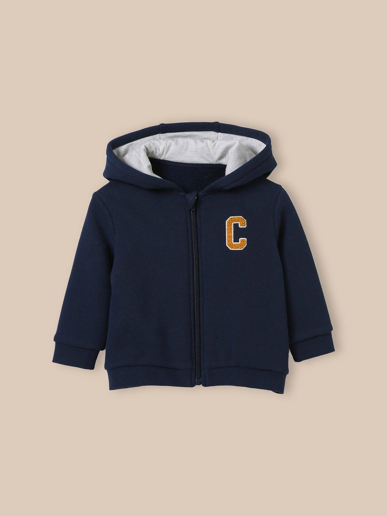 Hoodie Zippé Bébé - Coton Biologique Marine