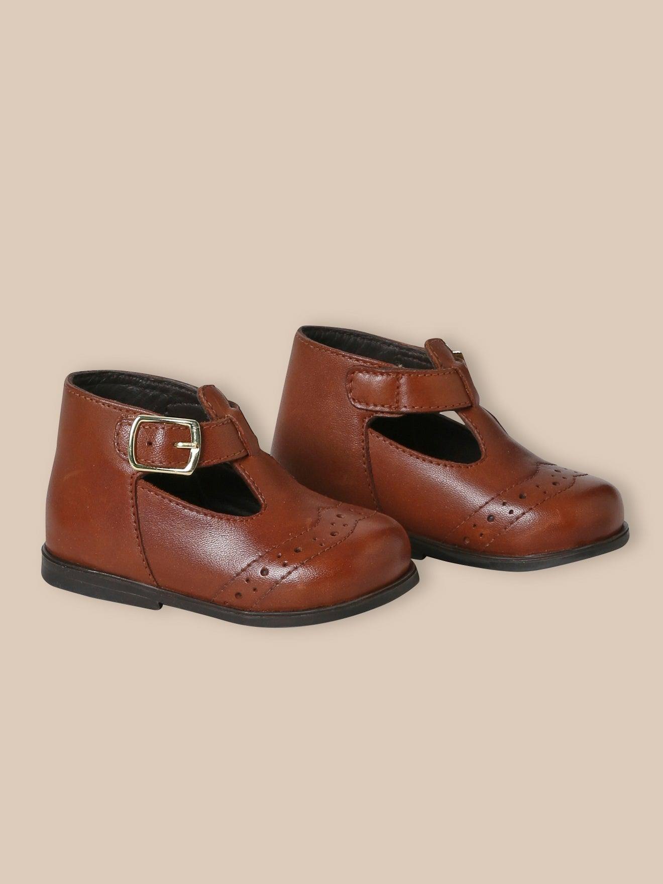 Salomés En Cuir Bébé Cognac