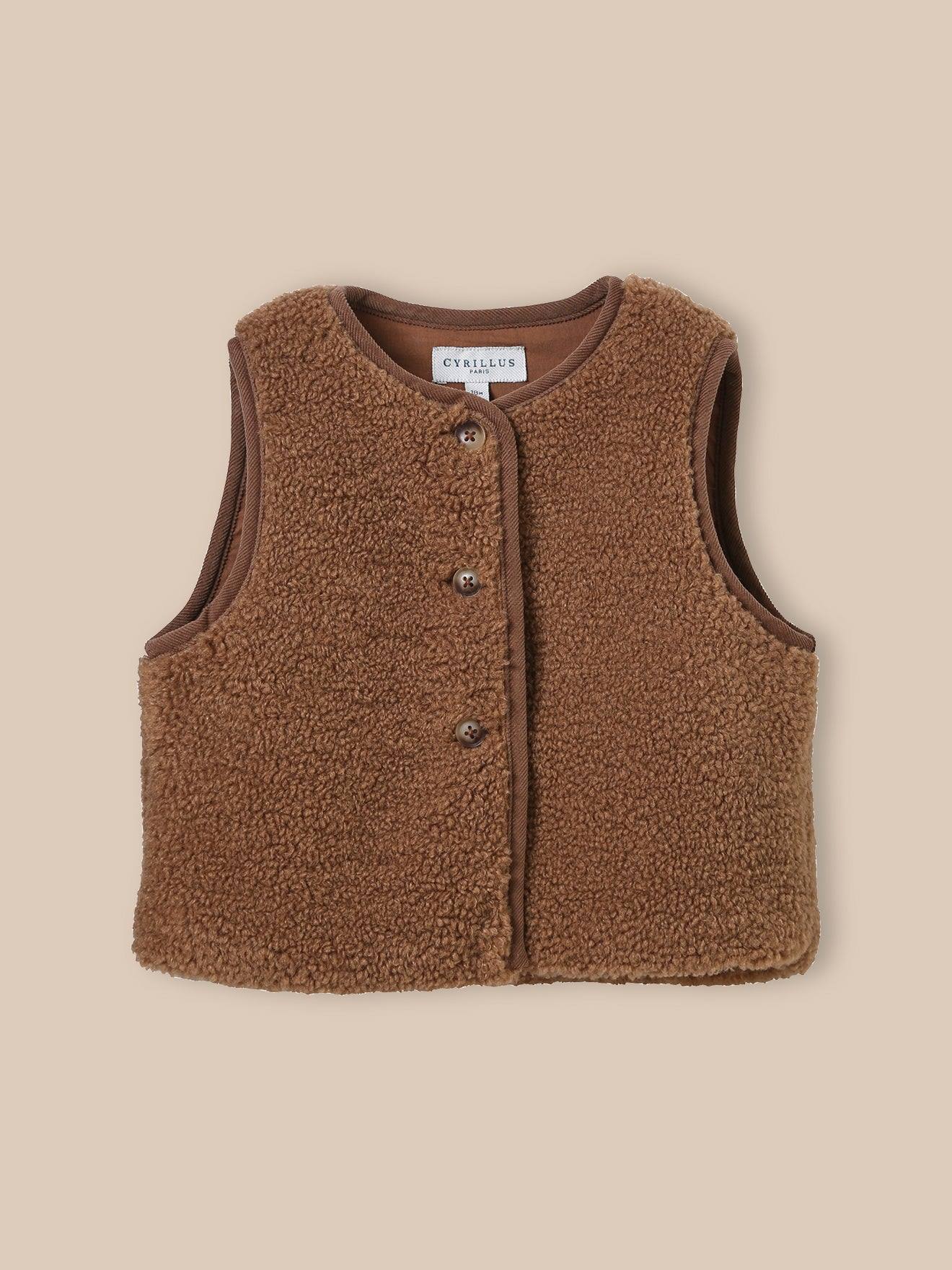 Veste Sans Manches En Sherpa Bébé Cognac
