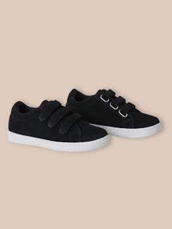 Chaussures-Chaussures fille 23-38-Baskets basses en croûte de cuir garçon