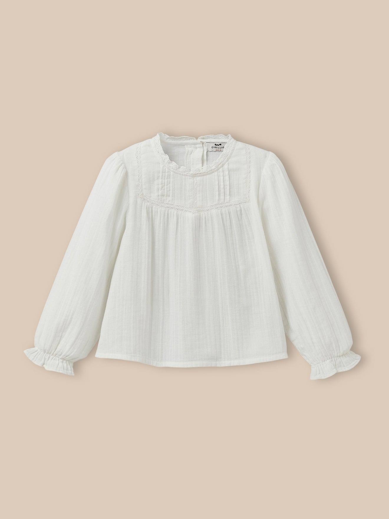 Chemise Trousseau Fille Gaze De Coton Ecru