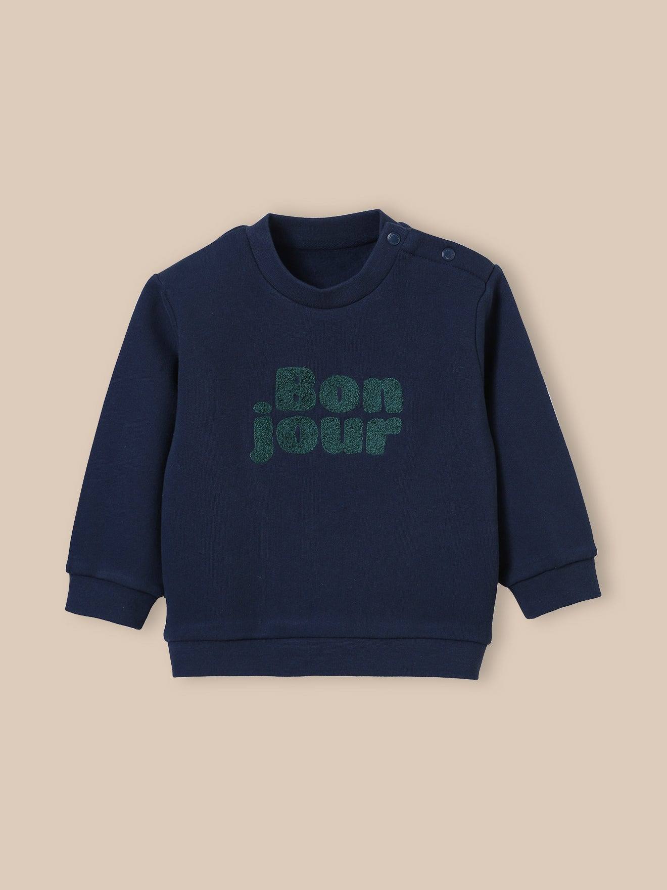 Sweat bonjour Bébé - Coton Biologique Indigo