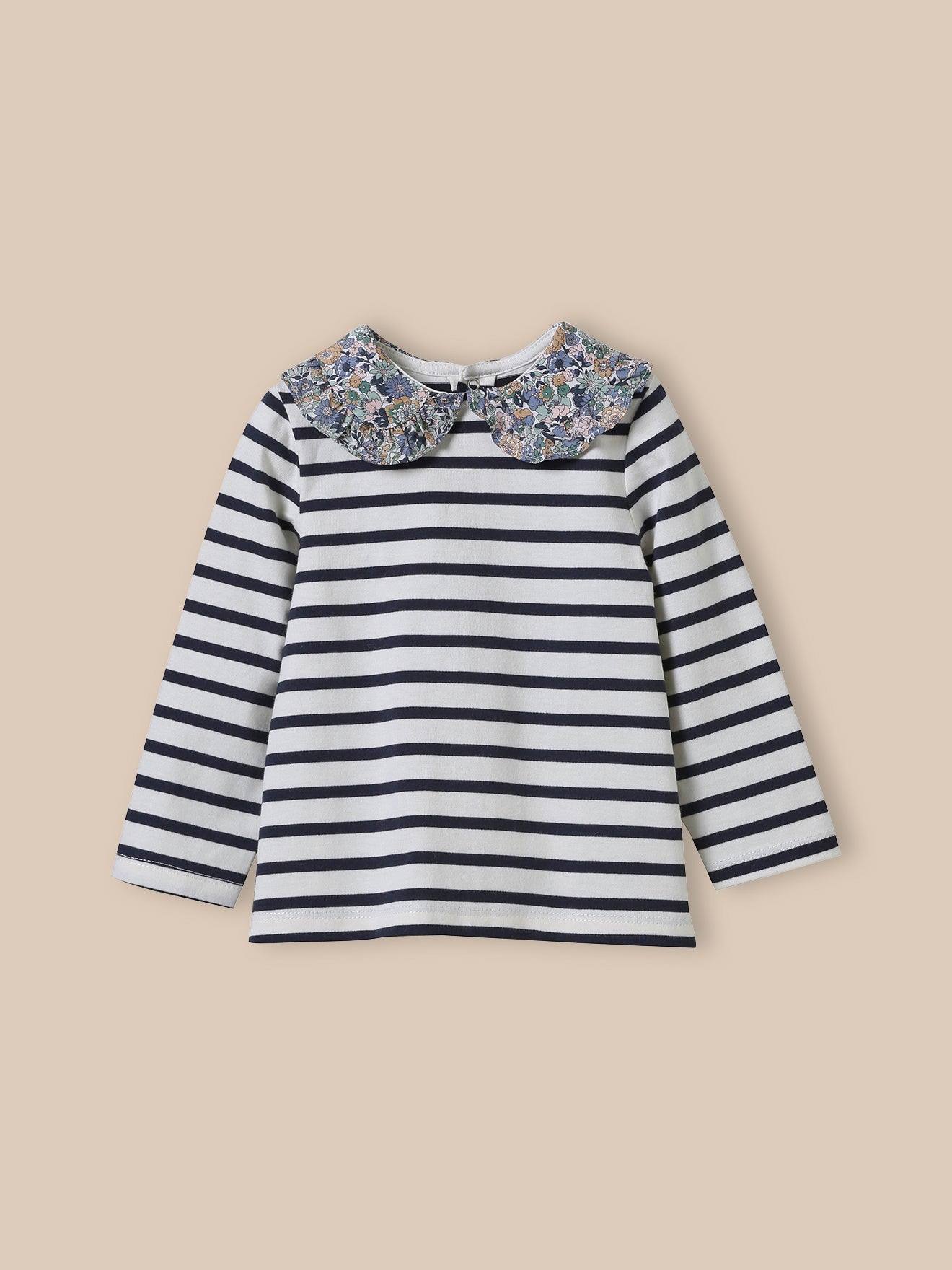 T-shirt Col En Tissu Liberty Bébé - Coton Biologique Liberty Annie & May