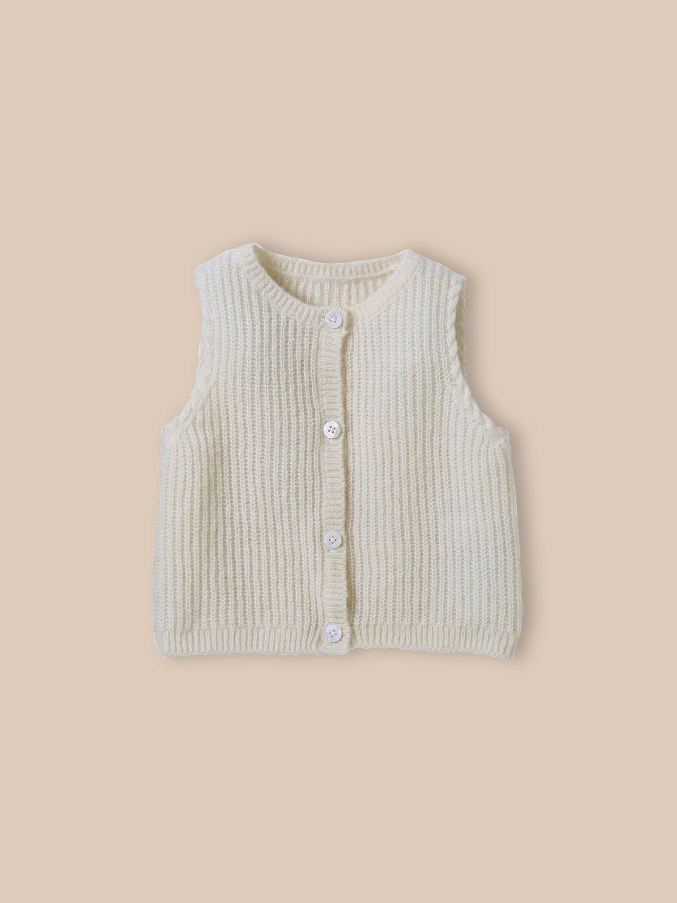 Gilet Sans Manches Bébé Laine Et Mohair Ecru
