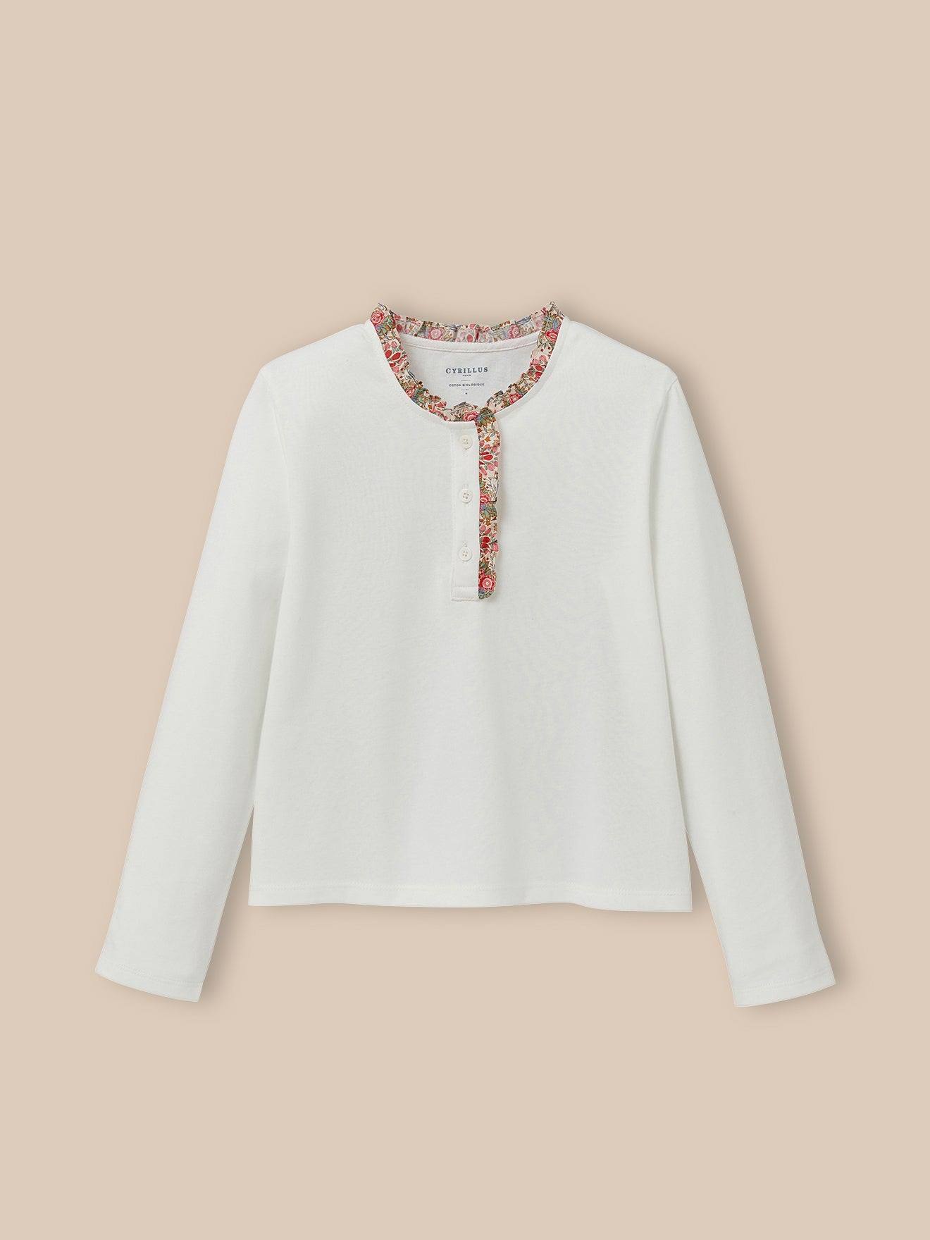 T-shirt Tunisien Tissu Liberty Fille - Coton Biologique Creme