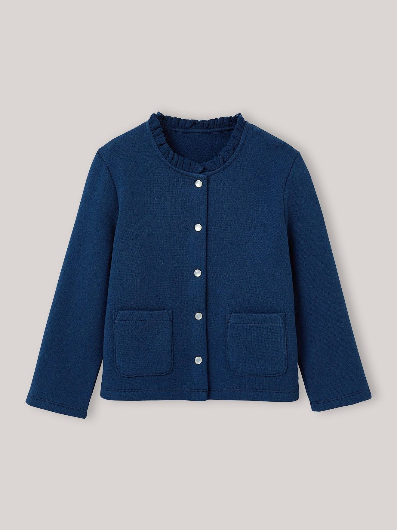 Gilet Fille En Molleton - Coton Biologique Marine