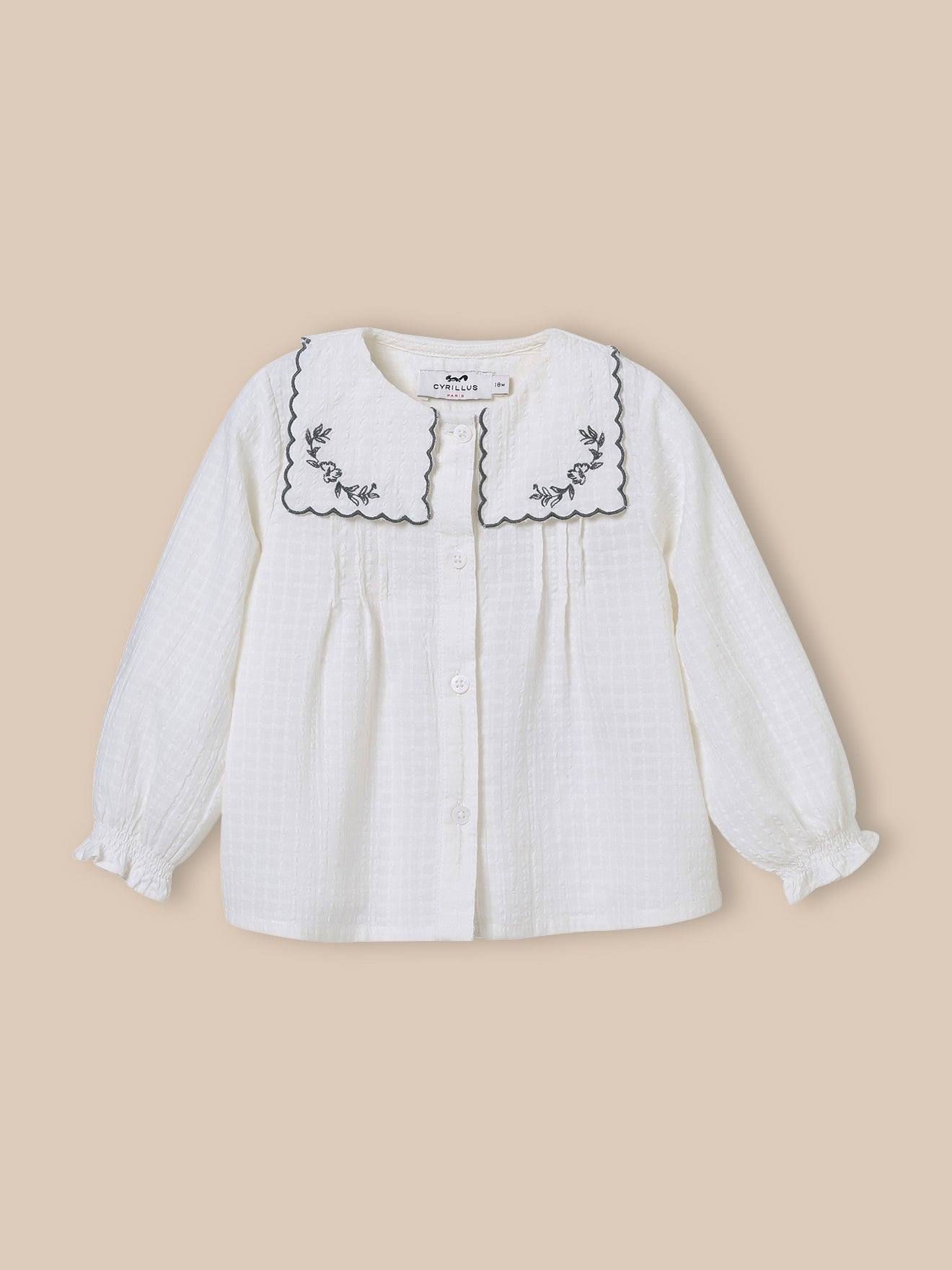 Blouse Col Brodé Bébé Blanc Doux