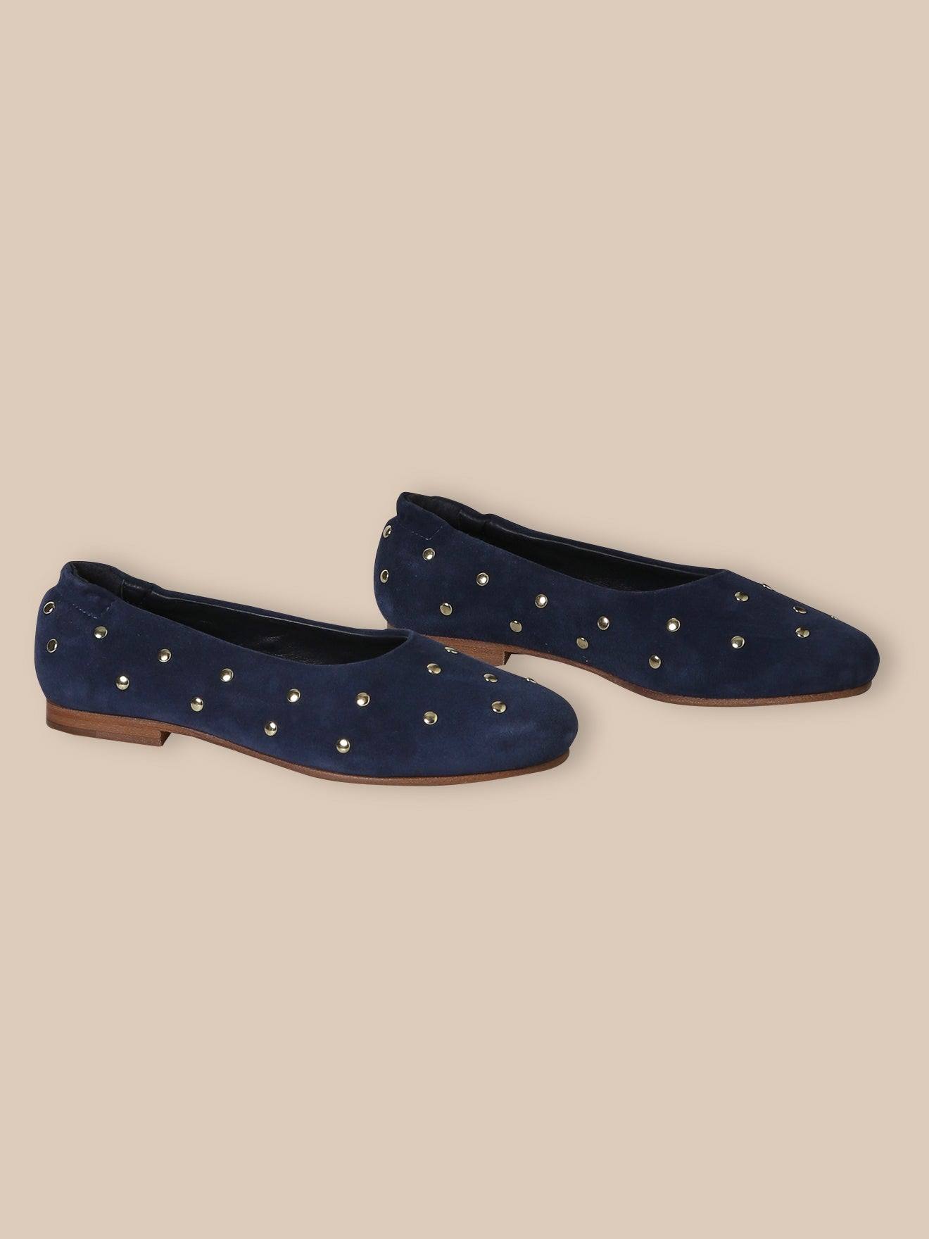 Ballerines En Cuir Clouté Marine