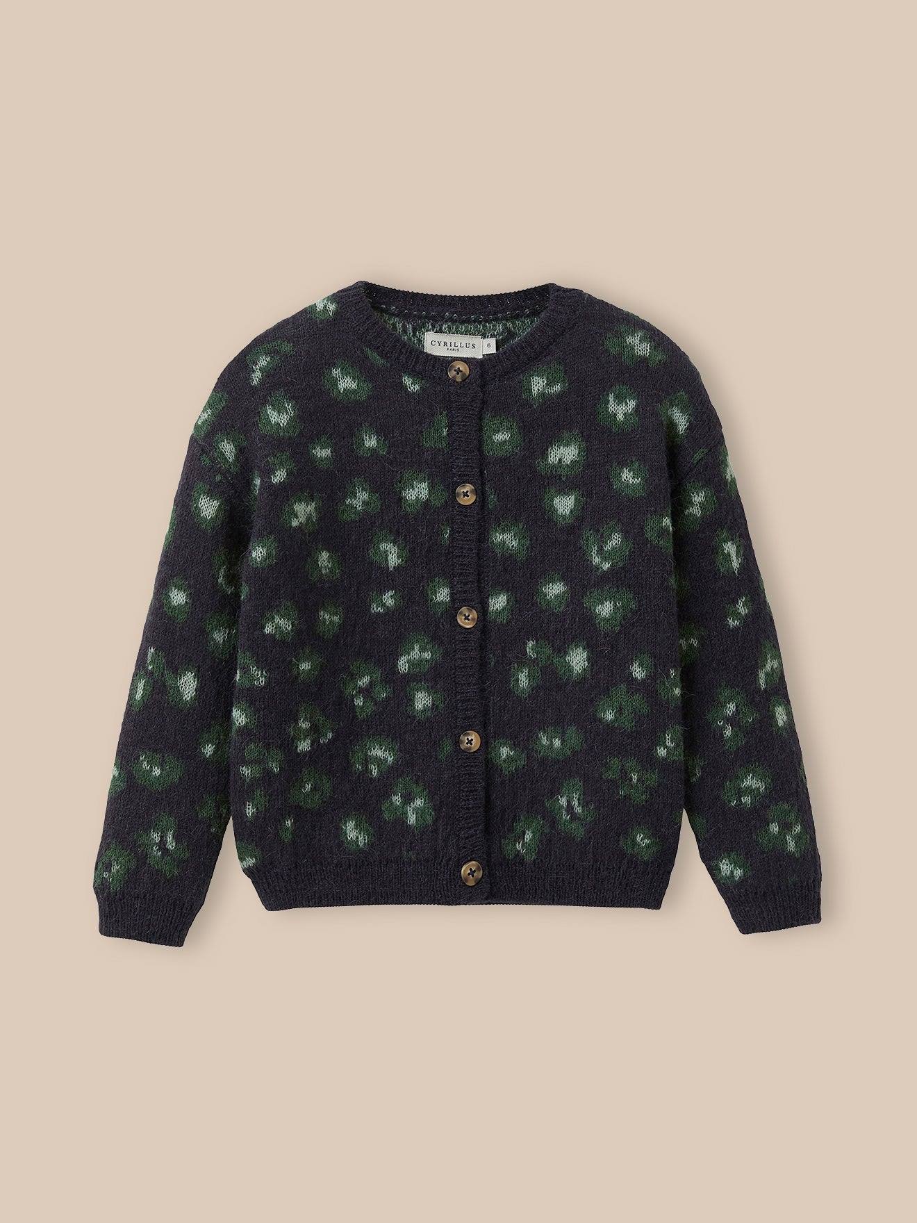 Cardigan Motif Léopard Fille Marine