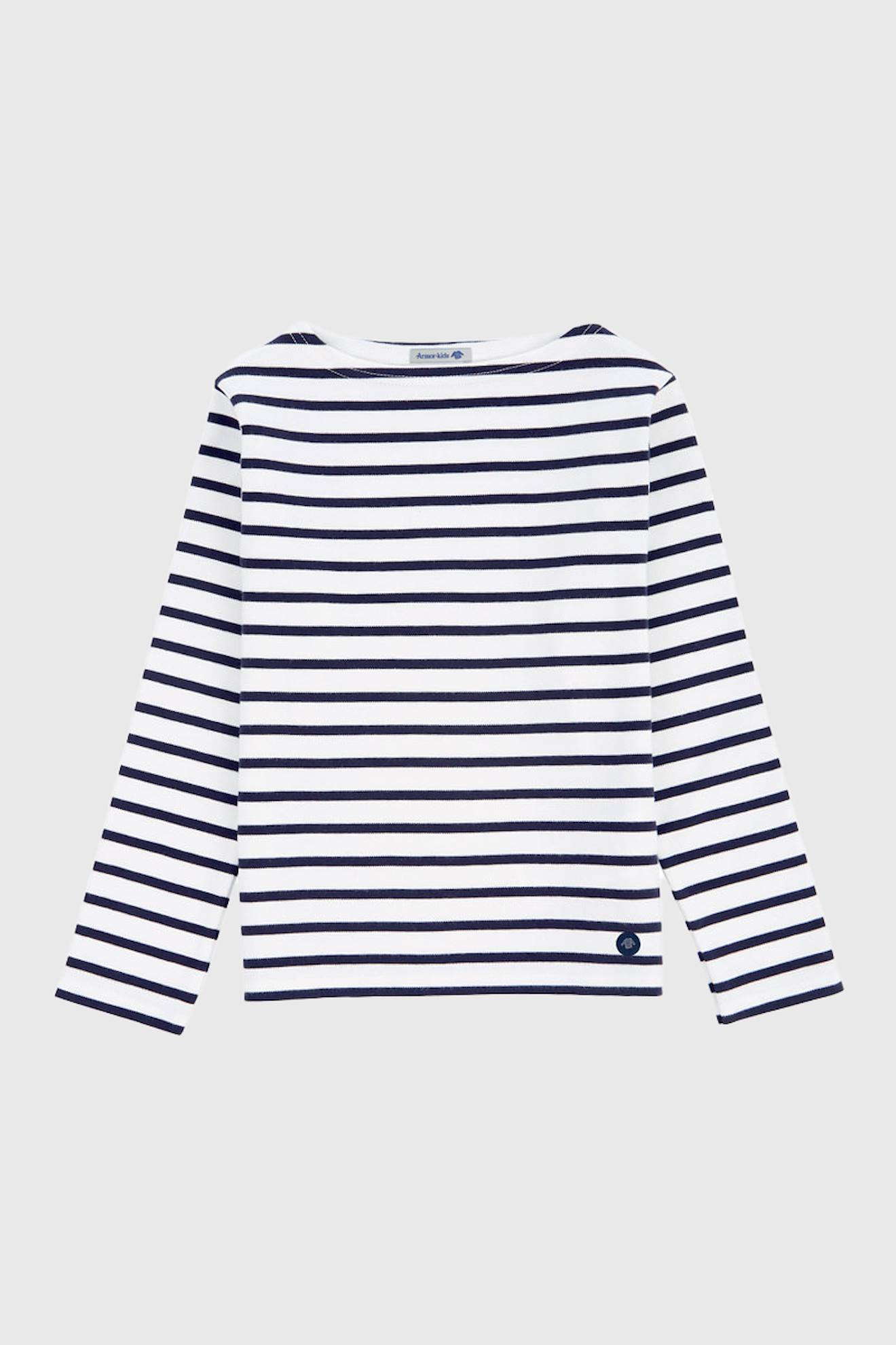 Marinière Col Bateau En Coton Loctudy Enfant Blanc/navire