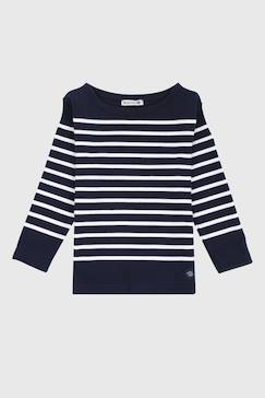 Garçon-T-shirt, polo, sous-pull-Marinière col bateau en coton amiral enfant