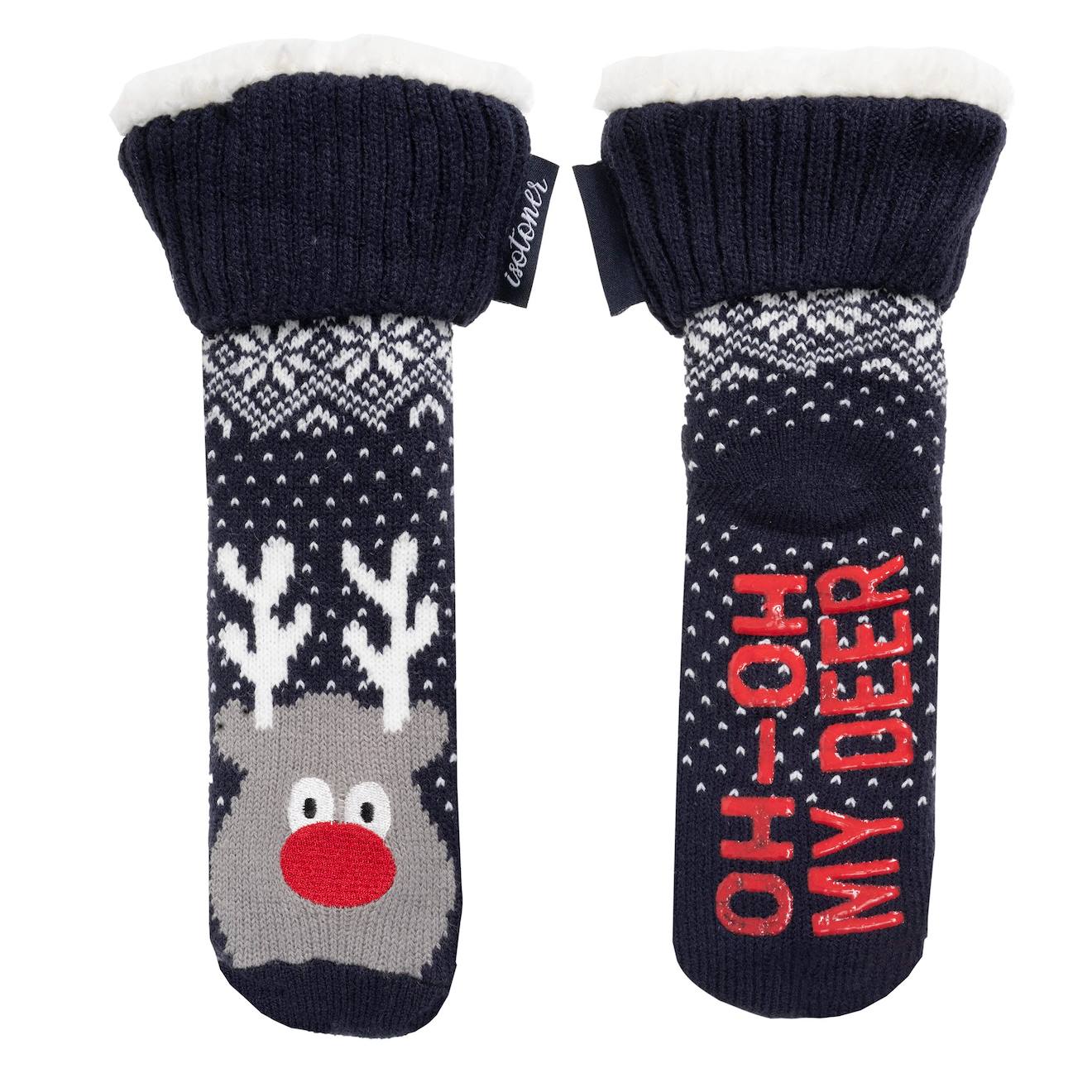 Chaussettes Fourrées Enfant Noël Marine 1/8 Ans Marine