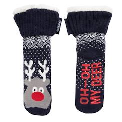 -Chaussettes fourrées enfant noël marine 1/8 ans