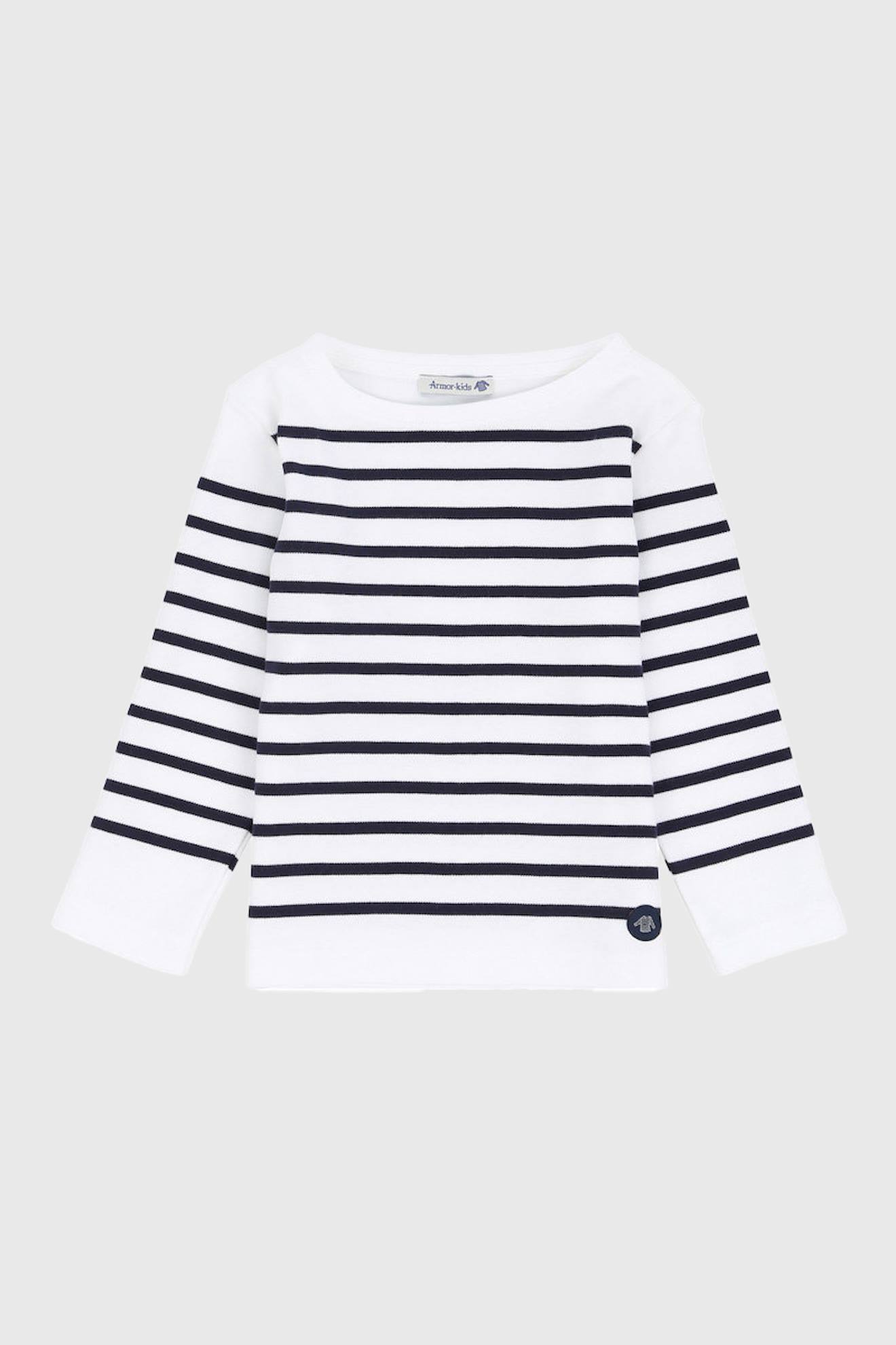 Marinière Col Bateau En Coton Amiral Enfant Blanc/navire