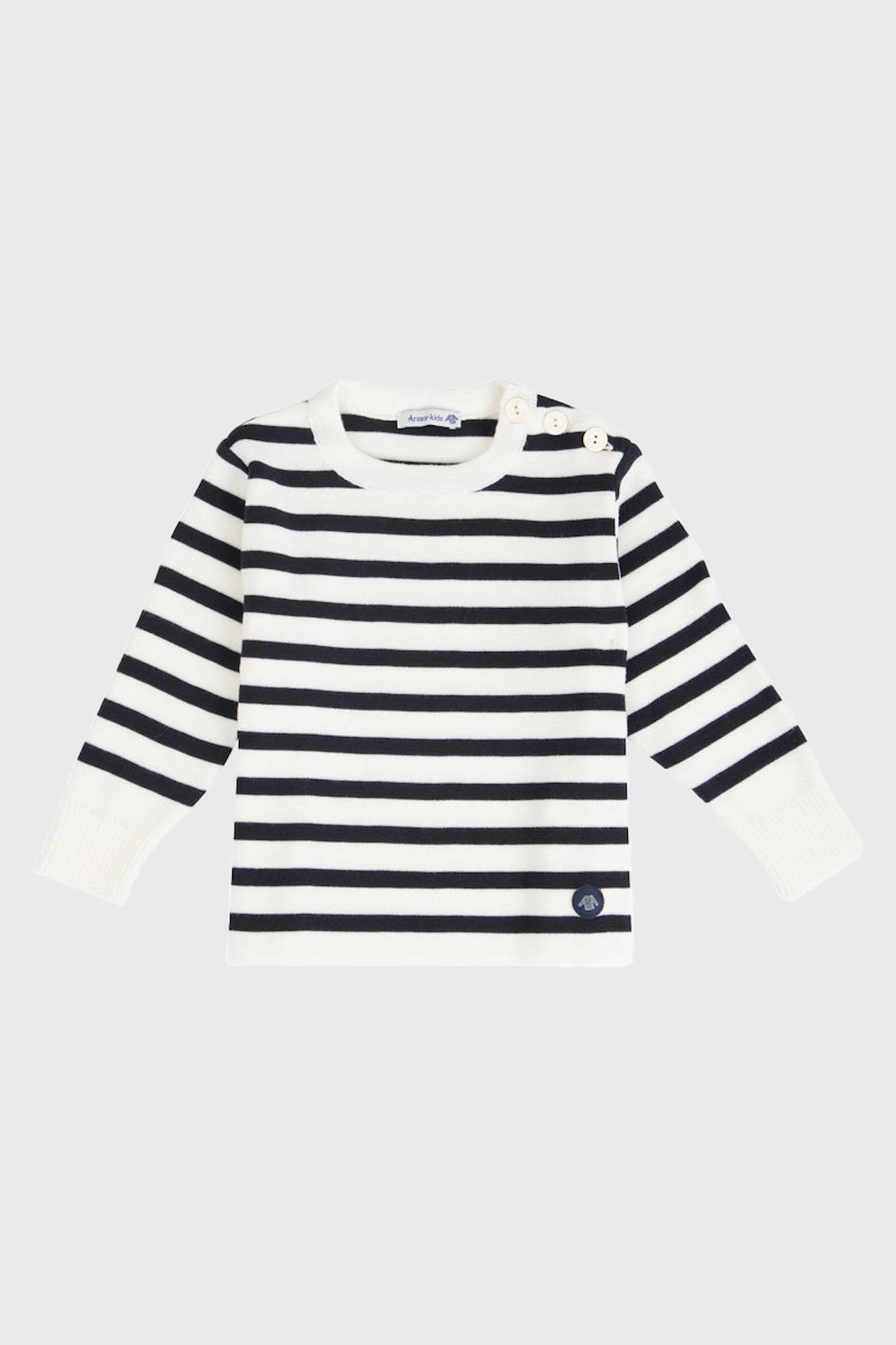 Pull Marin En Laine Mérinos Briac Enfant Nature/navire