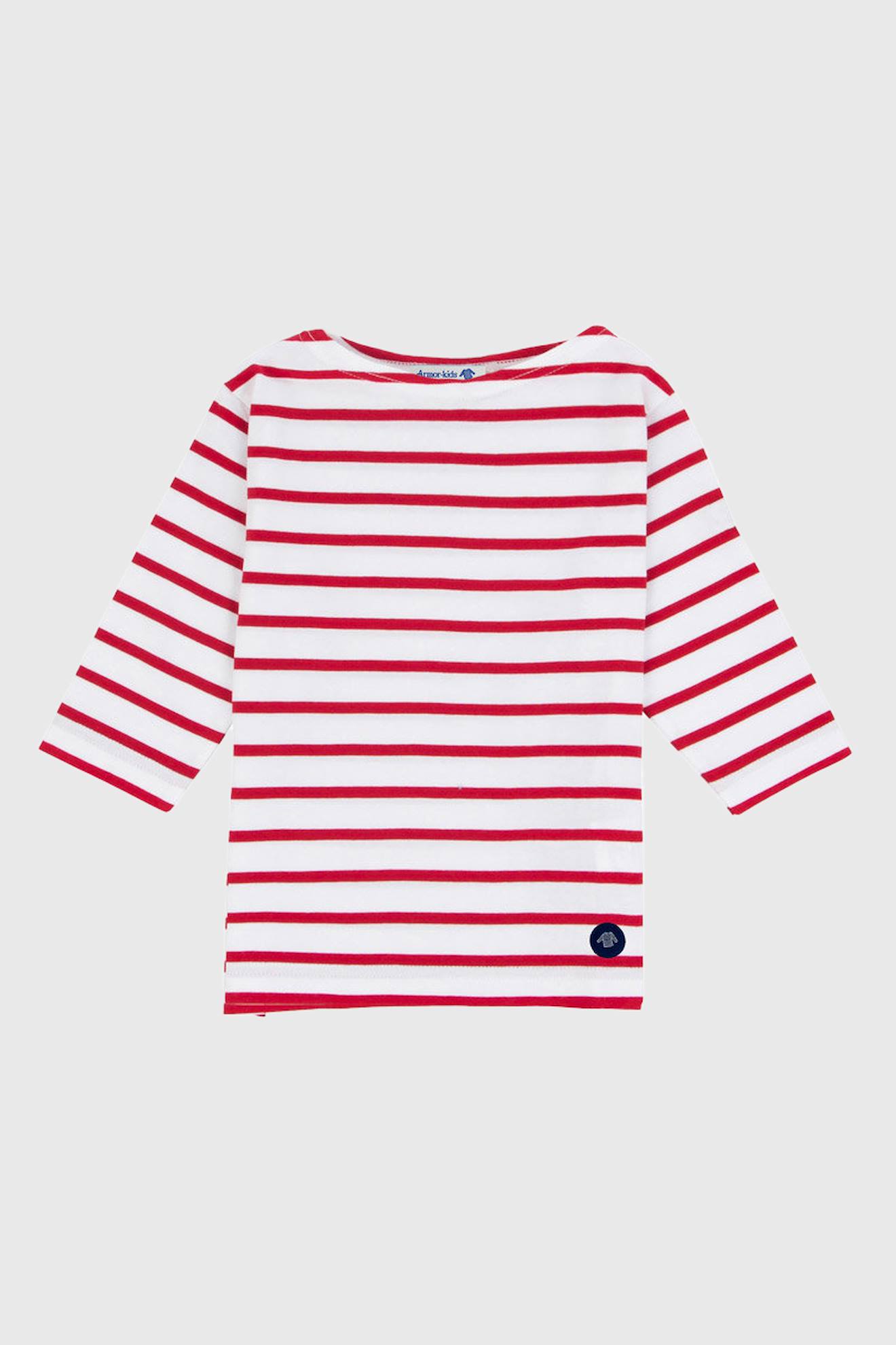 Marinière Col Bateau En Coton Beg-meil Enfant Blanc/braise