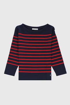 Garçon-T-shirt, polo, sous-pull-Marinière col bateau en coton amiral enfant