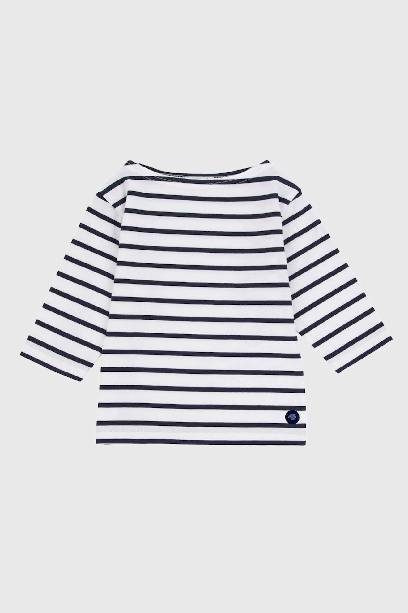 Marinière Col Bateau En Coton Beg-meil Enfant Blanc/navire