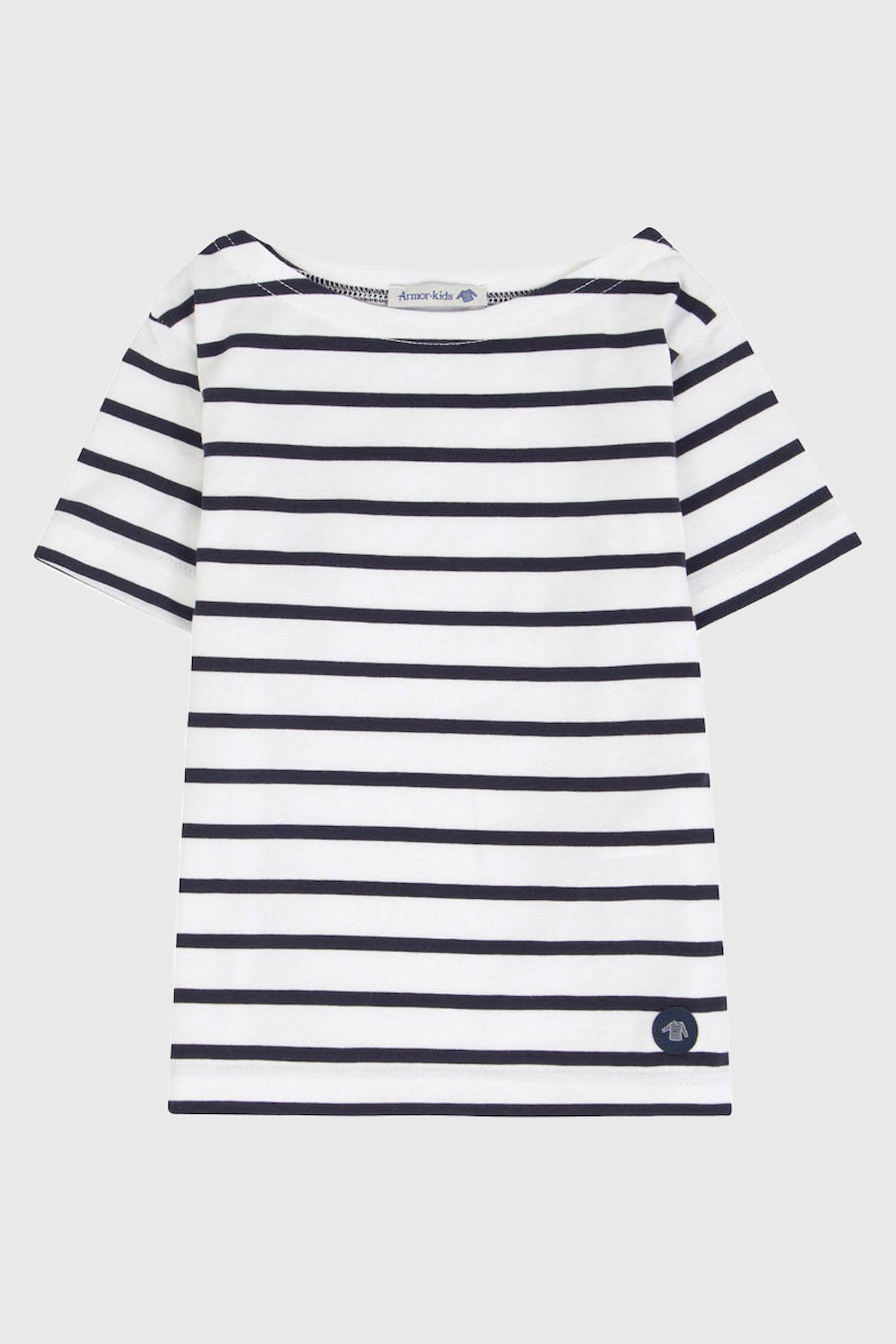 Marinière Col Rond En Coton Léger Enfant Blanc/navire