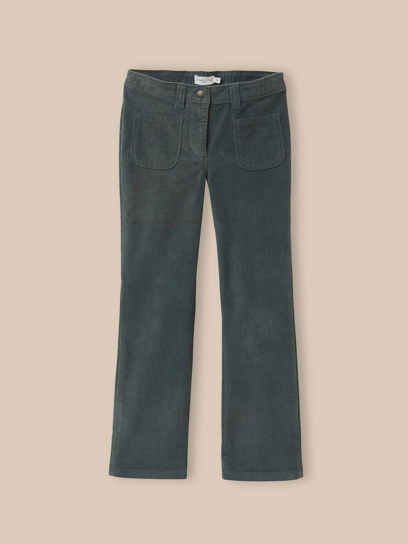 Pantalon Flare Fille En Velours Eucalyptus