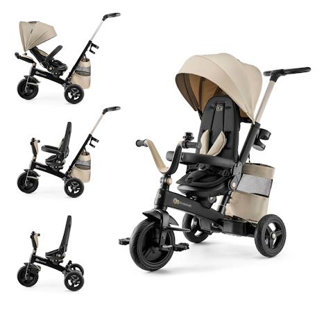 Kinderkraft - Tricycle Évolutif Kinderkraft Easytwist 5 En 1 Avec Siège Rotatif 360°, Roues Pu Increvables Et Capote Upf50+ Beige