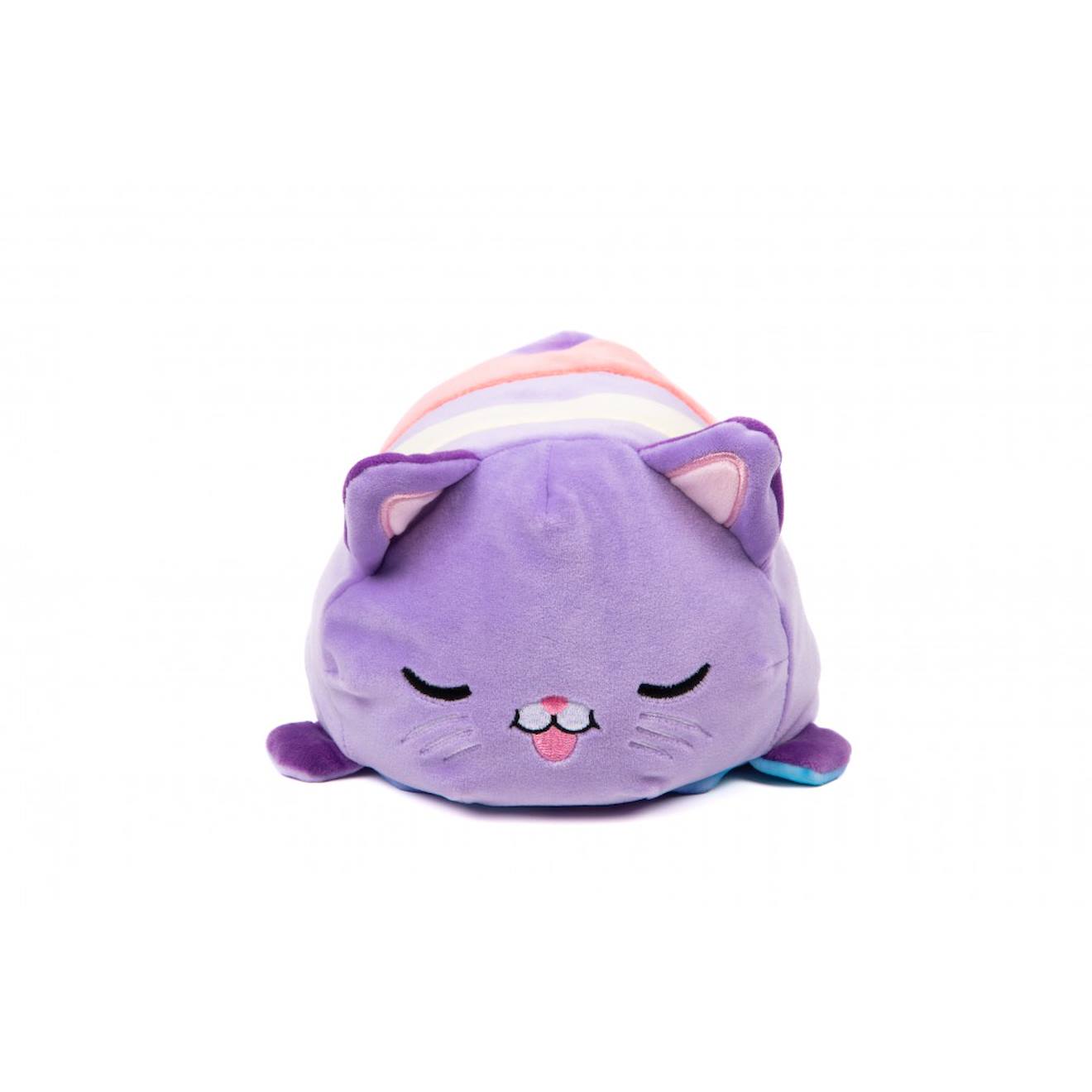 Peluche Réversible Cushablez - Chat 22cm Bleu Et Violet