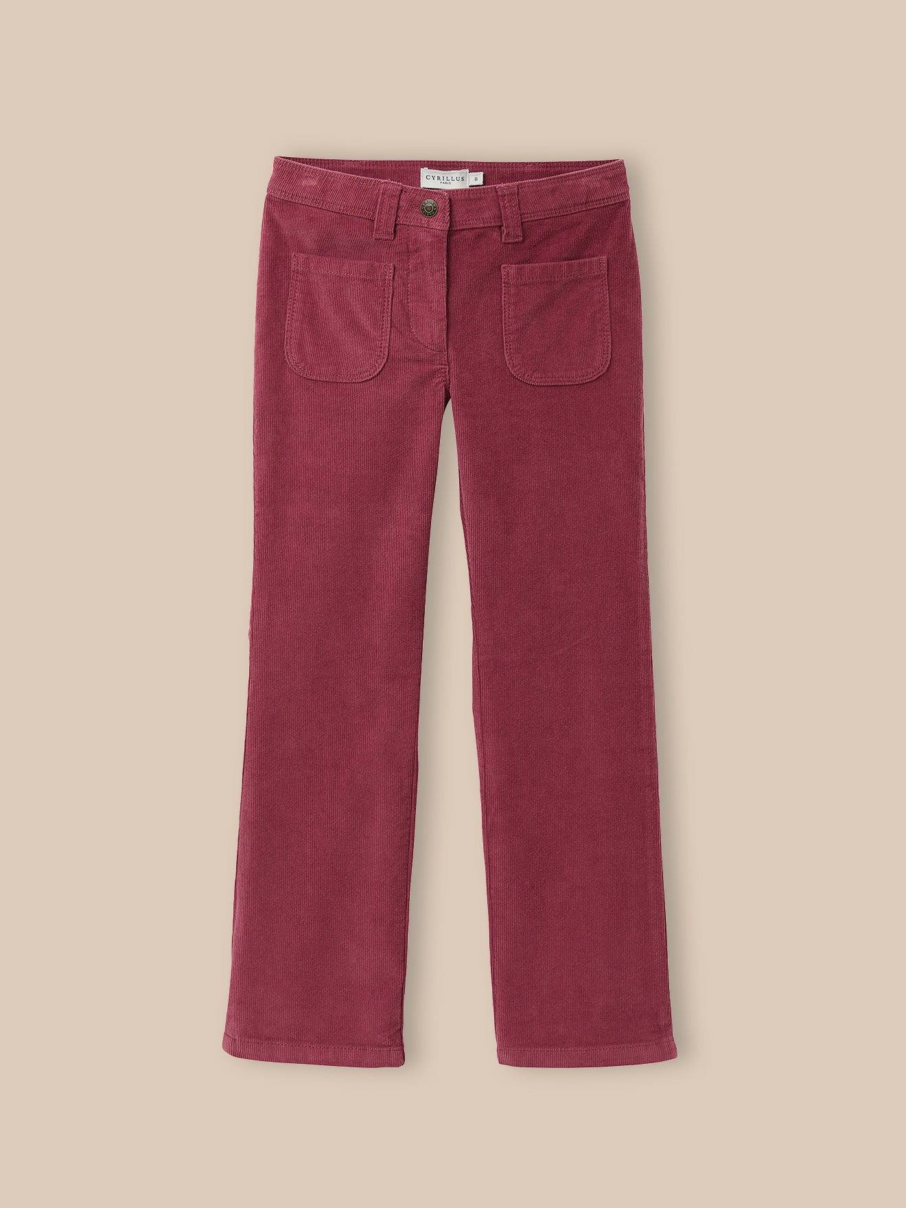 Pantalon Flare Fille En Velours Rose Fane