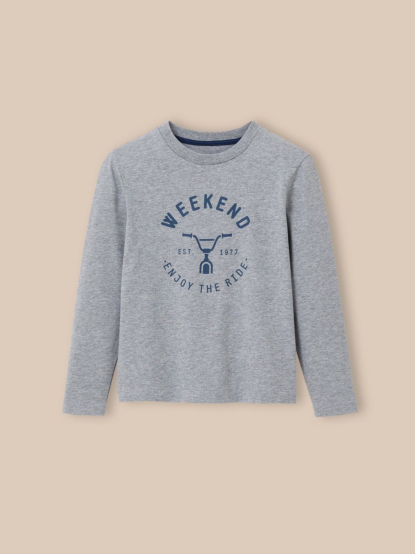 T-shirt Imprimé Garçon - Coton Biologique Gris Chine