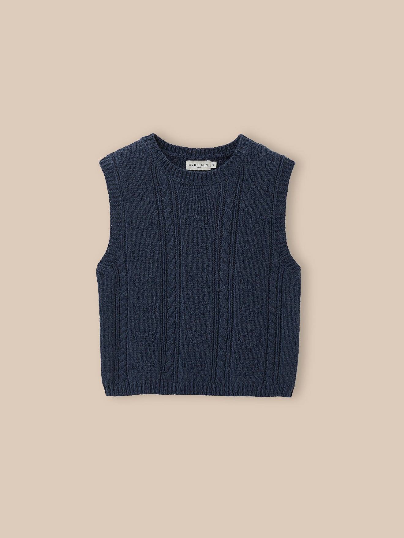Pull Sans Manches Fille - Laine Rws* Bleu Ombre