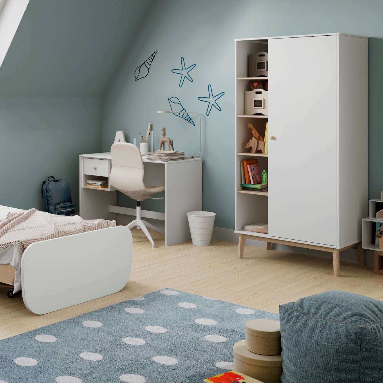 Bureau Modulable 1 Tiroir - Gamme Simon Blanc