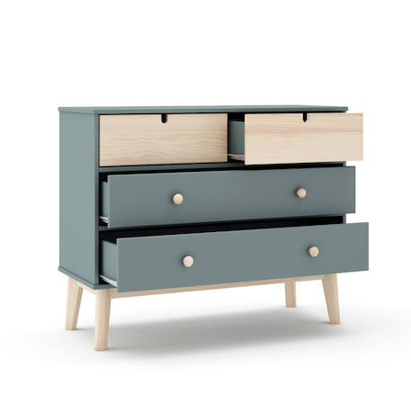 Commode 4 tiroirs gain de place - gamme léonie Vert kaki 5 - vertbaudet enfant 